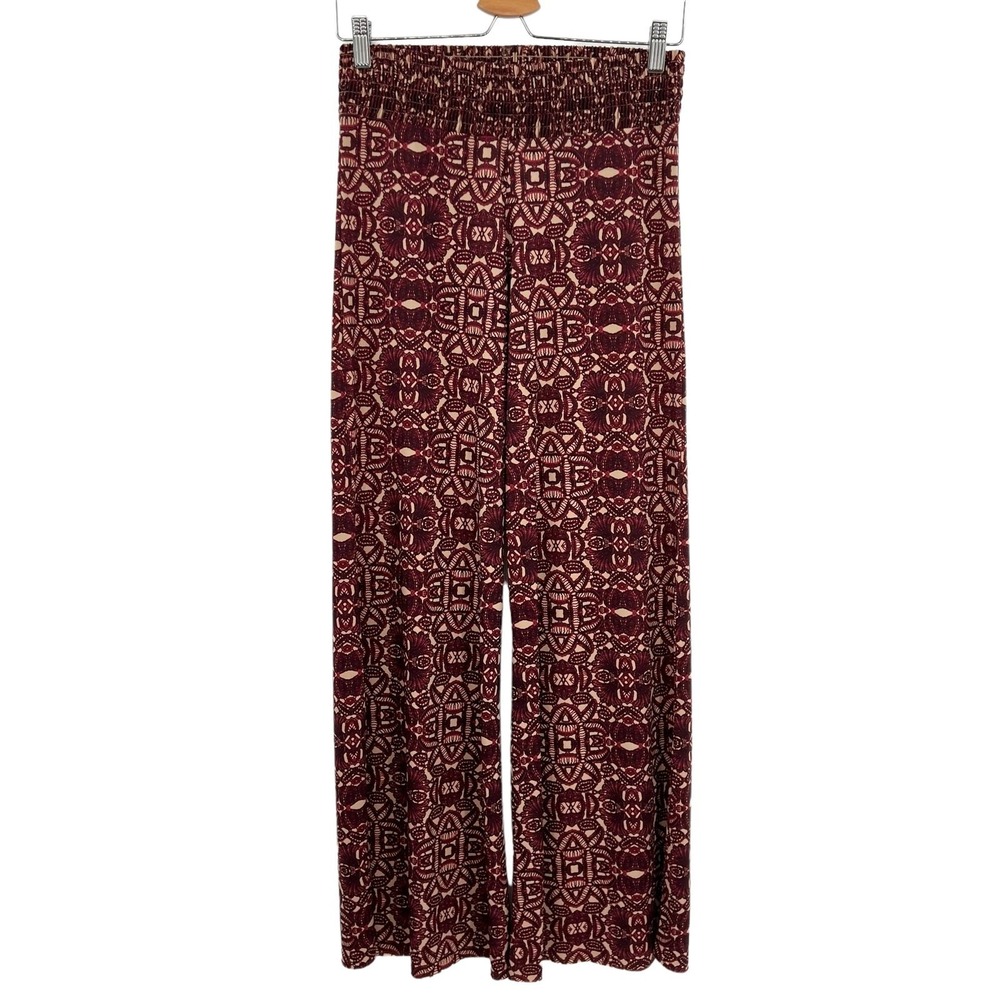 Onzie Palazzo Pant Bordeaux Geometric Print Size Small / Medium